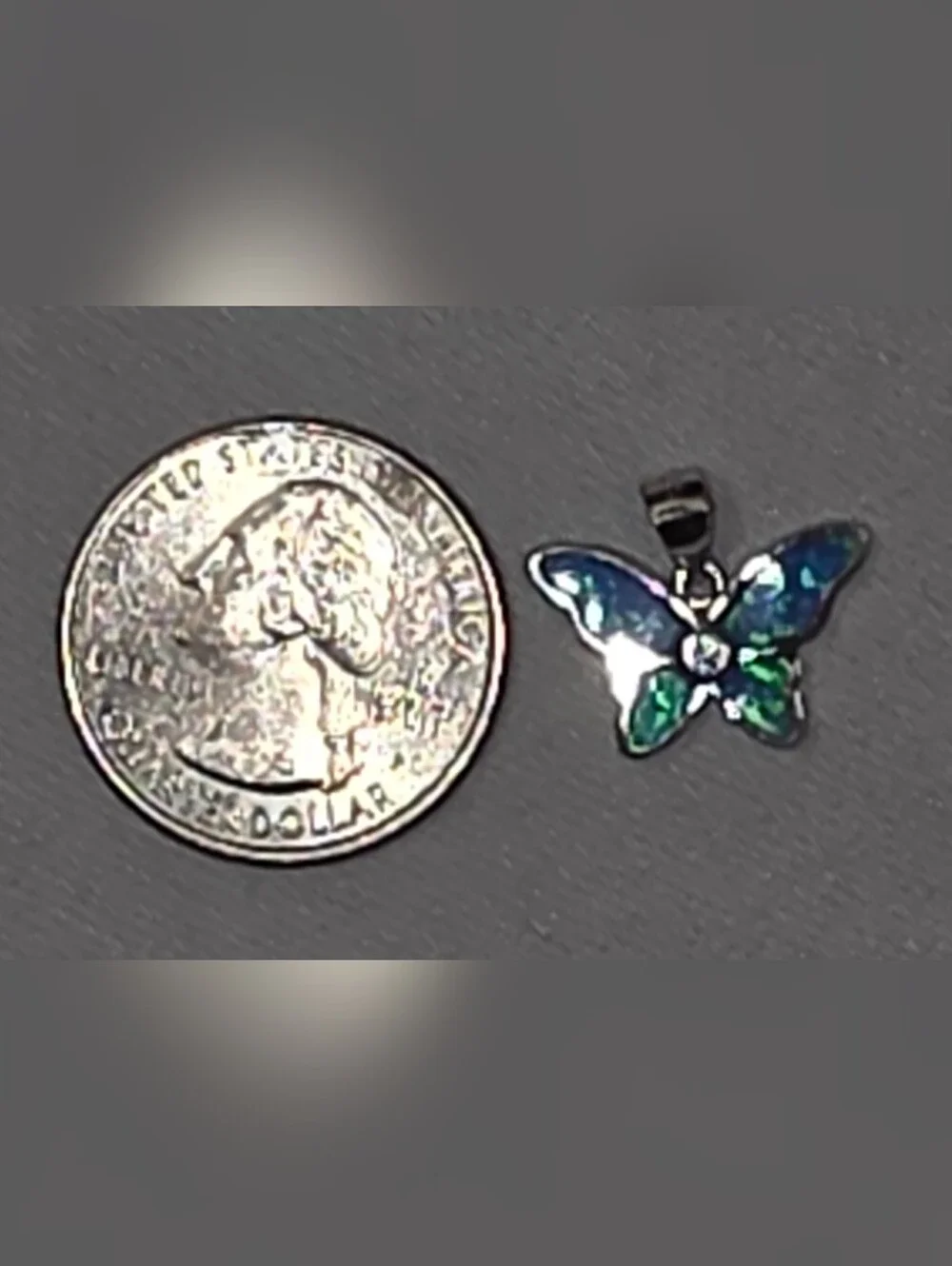 Blue Opal Butterfly Pendant - Sterling Silver
